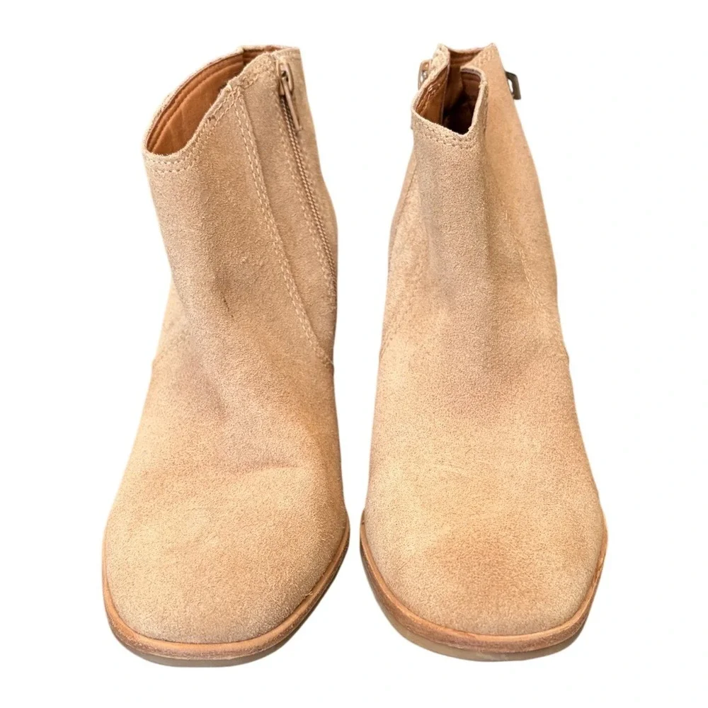 Lucky Brand Pellyon Tan Suede Block Heel Ankle Boots LK-PELLYON Size 10M